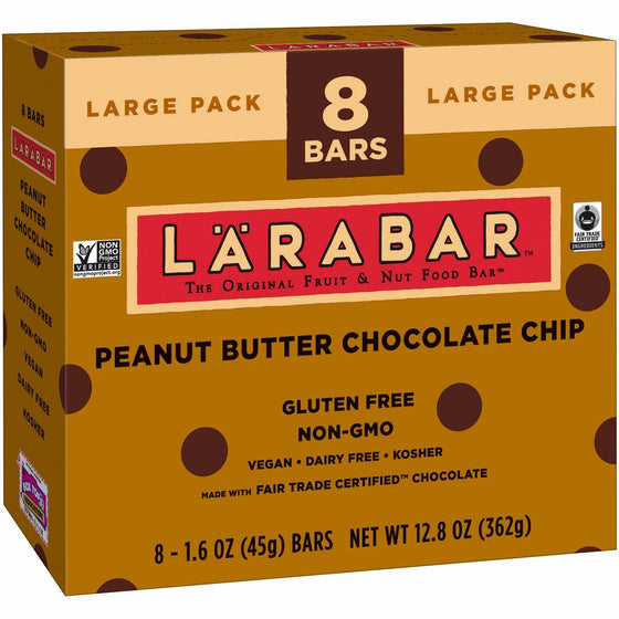 Larabar Gluten Free Bar, Peanut Butter Chocolate Chip, 1.6 oz Bars (8 Count)