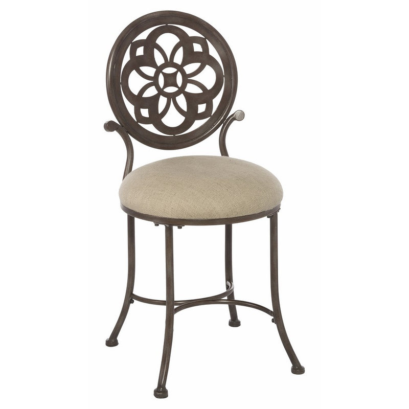 Hillsdale 50981 Marsala Vanity Stool, Gray with Brown highlighting with Cream Fabric