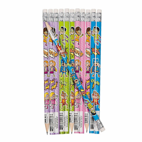 Fun Express Wooden Superhero Pencils - 24 Pieces