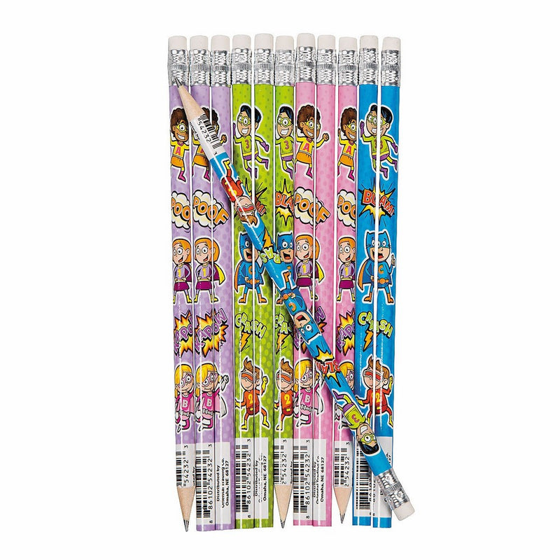 Fun Express Wooden Superhero Pencils - 24 Pieces