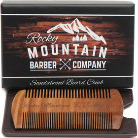 Beard Comb - Natural Sandalwood for Hair with Scented Fragrance Smell with Anti-Static - Handmade Fine Tooth Brush Best for Beard Moustache Packaged in Giftbox
