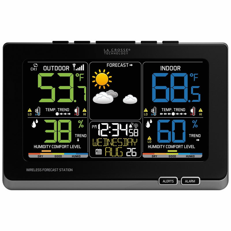 La Crosse Technology C87214 Multicolor Wireless Forecast Station, Black