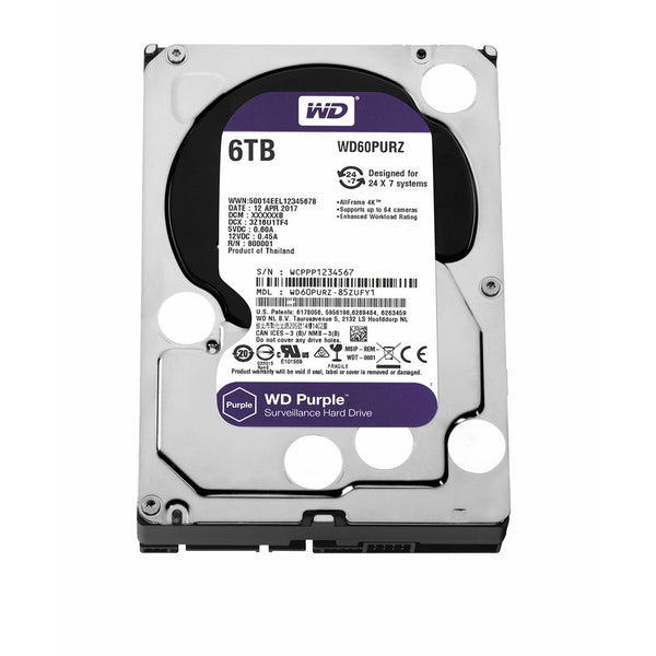 WD Purple 6TB Surveillance Hard Disk Drive - 5400 RPM Class SATA 6 Gb/s 128MB Cache 3.5 Inch - WD60PURZ