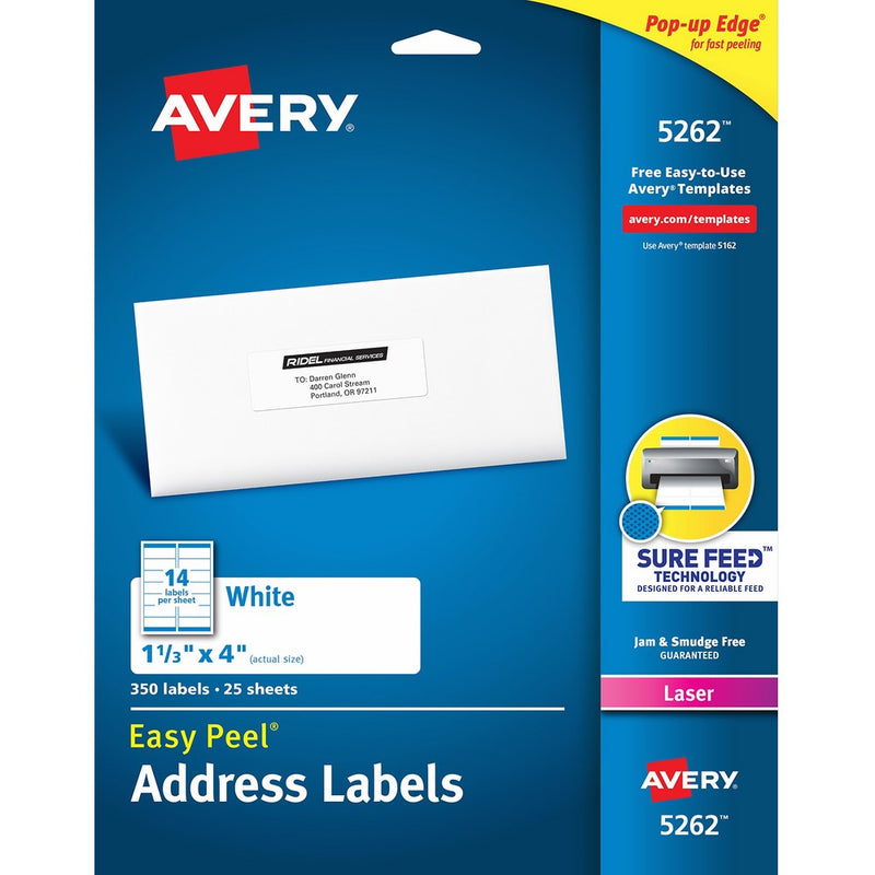 Avery Mailing Address Labels, Laser Printers, 3,500 Labels, 1-1/3 x 4, Permanent Adhesive (5962)