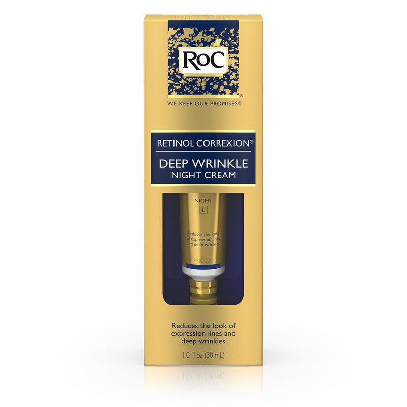 RoC Retinol Correxion Deep Wrinkle Anti-Aging Retinol Night Cream, Oil-Free and Non-Comedogenic, 1 oz