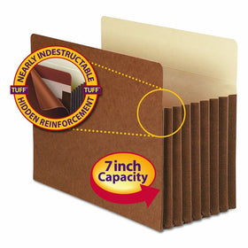 Smead TUFF Pocket File Pocket, Straight-Cut Tab, 7" Expansion, Letter Size, Redrope, 5 per Box (73395)