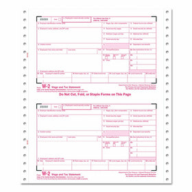 TOPS 2206C W-2 Tax Forms, 6-Part Carbonless, 5 1/2 x 8 1/2, 24 W-2s & 1 W-3