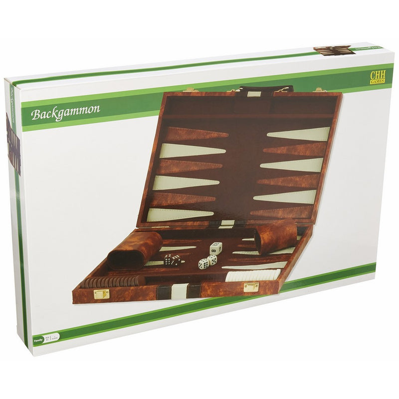 CHH 18" Brown and White Backgammon Set