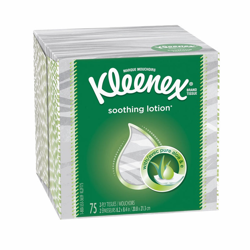 Kleenex Lotion Facial Tissues with Aloe & Vitamin E, Cube Box, 75 Tissues per Cube Box, 1 Pack