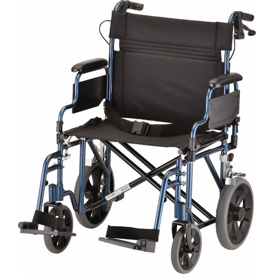 NOVA Medical Products 22" Heavy Duty Transport Wheelchair, Blue