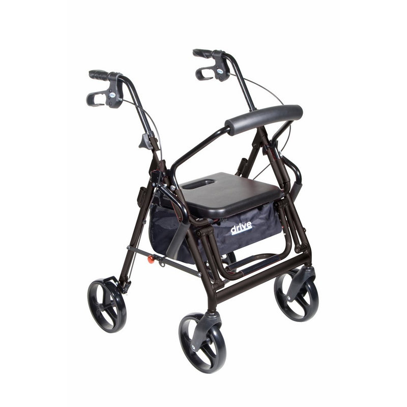 Drive Medical Duet Dual Function Transport Wheelchair Walker Rollator, Black