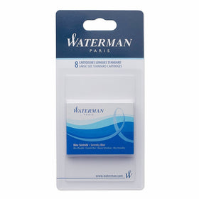 Waterman Standard Long Cartridges for Fountain Pens, Serenity Blue, Box of 8 (S0713021)