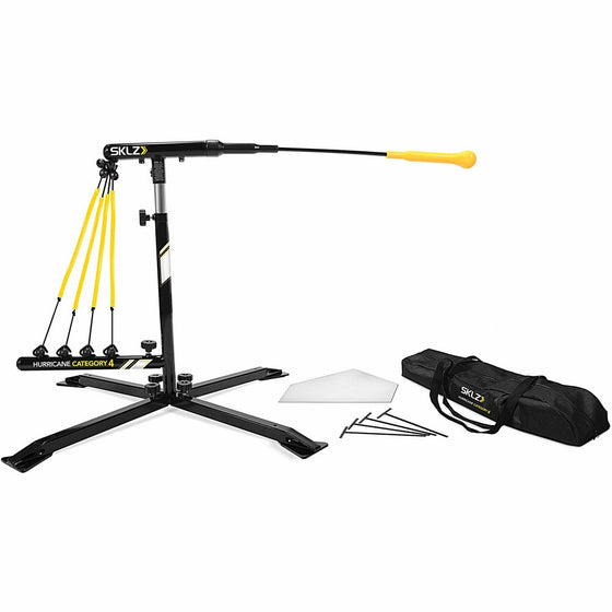 SKLZ Hurricane Category 4 Batting Trainer, Solo Swing Trainer for Baseball and Softball, Tee Practice or Dynamic Moving Target, Adjustable Height for any Player or Ball Position, Develop Swing Power