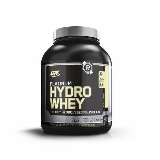 Optimum Nutrition Platinum Hydrowhey Protein Powder, 100% Hydrolyzed Whey Protein Isolate Powder, Flavor: Velocity Vanilla, 3.5 Pounds