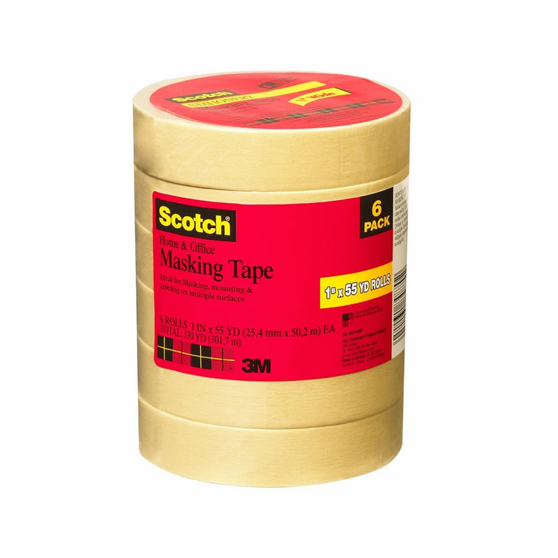 Scotch 3437-6-MP Home and Office Masking Tape, 1-Inch x 55-Yards, 6 Rolls