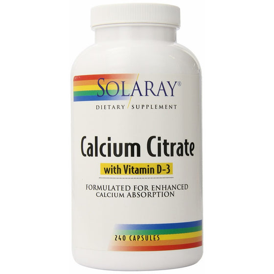 Solaray Calcium Citrate with Vitamin D-3 Capsules, 1000mg, 240 Count