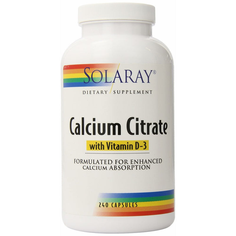 Solaray Calcium Citrate with Vitamin D-3 Capsules, 1000mg, 240 Count