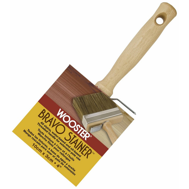 Wooster Brush F5119-4 Bravo Stainer Bristle/Polyester Stain Brush, 4 Inch