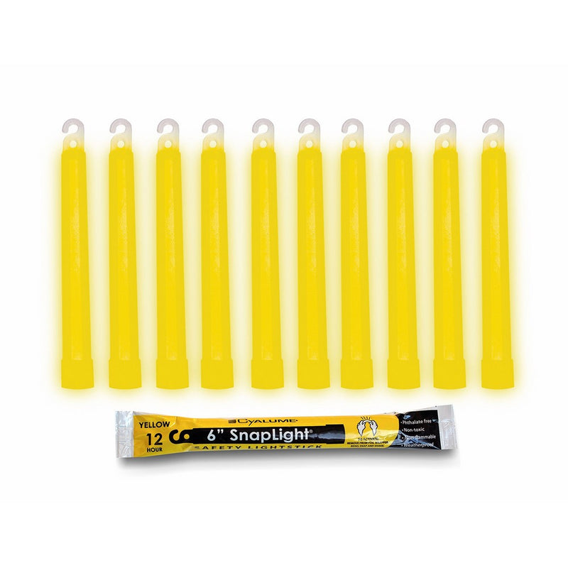 Cyalume SnapLight Yellow Glow Sticks – 6 Inch Industrial Grade, Ultra Bright Light Sticks with 12 Hour Duration (Pack of 10)