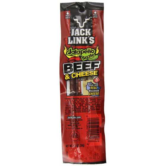 Jack Link's Beef and Cheese Snack, Jalapeno Sizzle, 1.2 Ounce (Pack of 16)