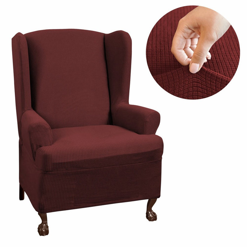 MAYTEX Reeves Stretch 1 - Piece T – Cushion Wingback Chair with Arms Furniture Cover Slipcover, Red