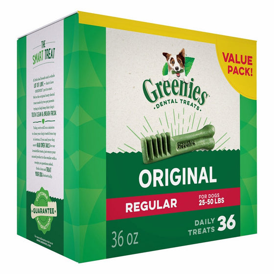 Greenies Original Regular Size Dental Dog Treats, 36 oz. Pack (36 Treats)