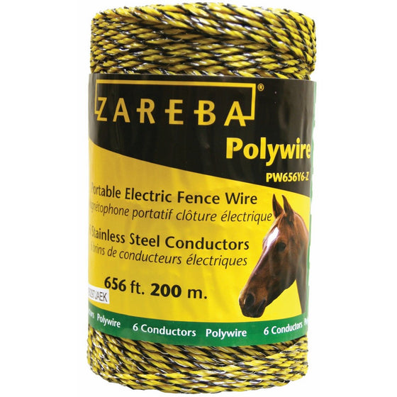 Zareba PW656Y6-Z Polywire 200-Meter 6-Conductor Portable Electric-Fence Rope