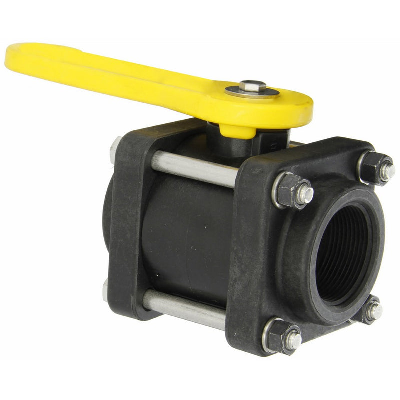 Banjo V150 Polypropylene Ball Valve, Three Piece, Standard Port, 1-1/2" NPT Female