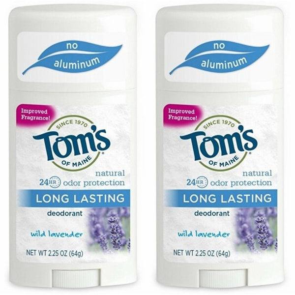 Tom's of Maine Natural Long-Lasting Deodorant Stick Lavender 2.25 Oz (Pack of 2)