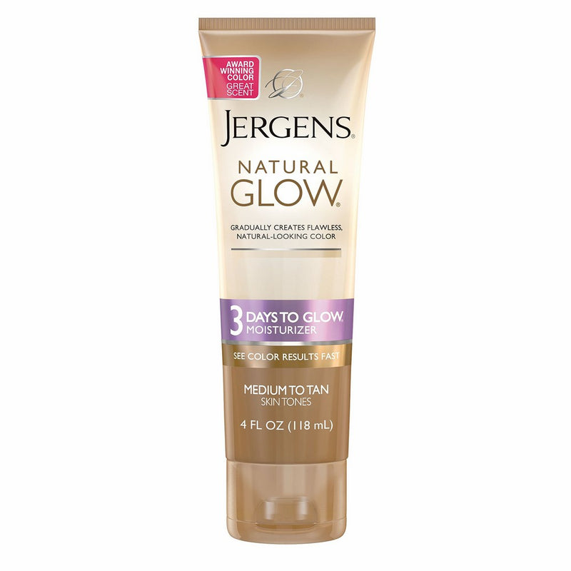 Jergens Natural Glow 3 Days to Glow Moisturizer for Body, Medium to Tan Skin Tones, 4 Ounces