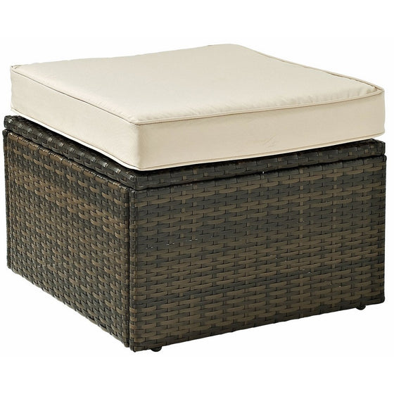 Crosley Furniture Palm Harbor Outdoor Wicker Ottoman with Tan Cushion - Brown