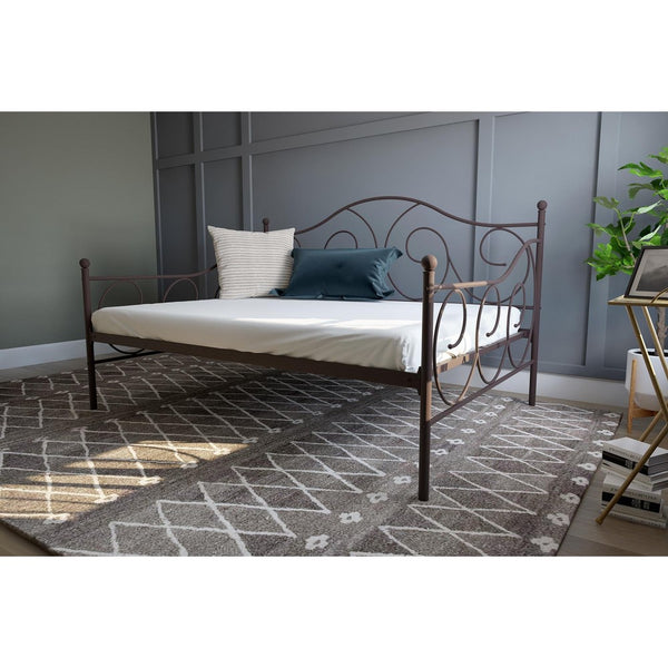 DHP Victoria Daybed Metal Frame, Multifunctional, Includes Metal Slats, Full Size, Bronze