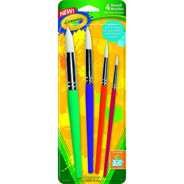 Crayola Big Paint Brushes (4 Count Round), Great for Kids