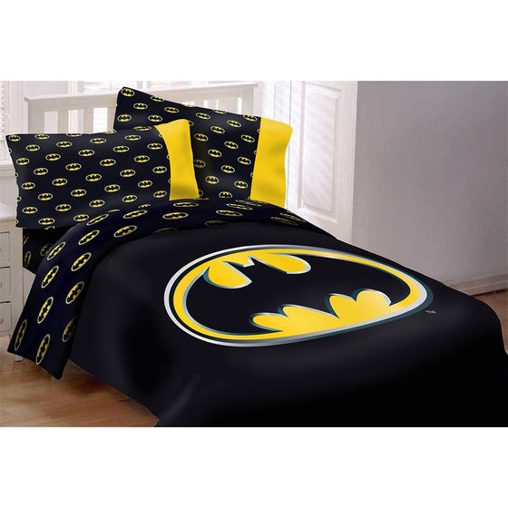 Batman Emblem 4 Piece Reversible Super Soft Luxury Twin Size Comforter Set