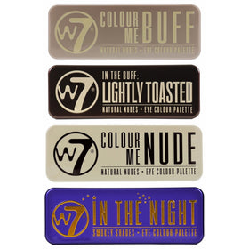 W7's Ultimate Eyeshadow Collection with Natural Nudes and Smokey Shades -Four Gorgeous, 12-in-1 palette sets: Colour Me Buff  Colour Me Nude  In The Night  Lightly Toasted