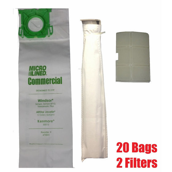 Sebo, Windsor Service Box Vacuum Bag and Filter Kit. 20 Bags 2 Filters.