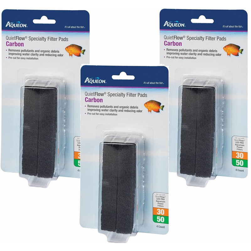 (3 Packages) Aqueon QuietFlow Carbon Cartridges with Bio-Media Grid 30/50 - 4 Cartridges per package