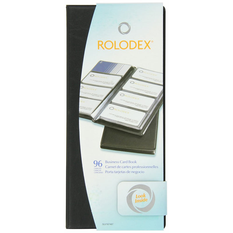 Rolodex Vinyl Business Card Book with A-Z Tabs, Holds 96 Cards of 2.25 x 4 Inches, Black (67467)