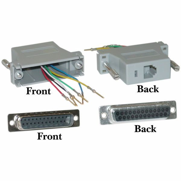 CableWholesale Modular Adapter, Gray, DB25 Male to RJ12