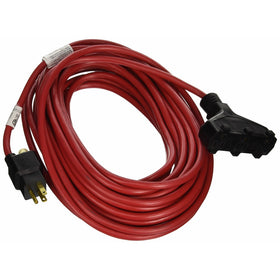 Prime Wire & Cable CB614730 50-Foot 14/3 SJTW Triple-Tap Outdoor Extension Cord with Circuit Breaker Plug, Red
