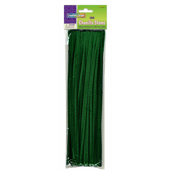 Creativity Street Chenille Stems/Pipe Cleaners 12 Inch x 4mm 100-Piece, Green