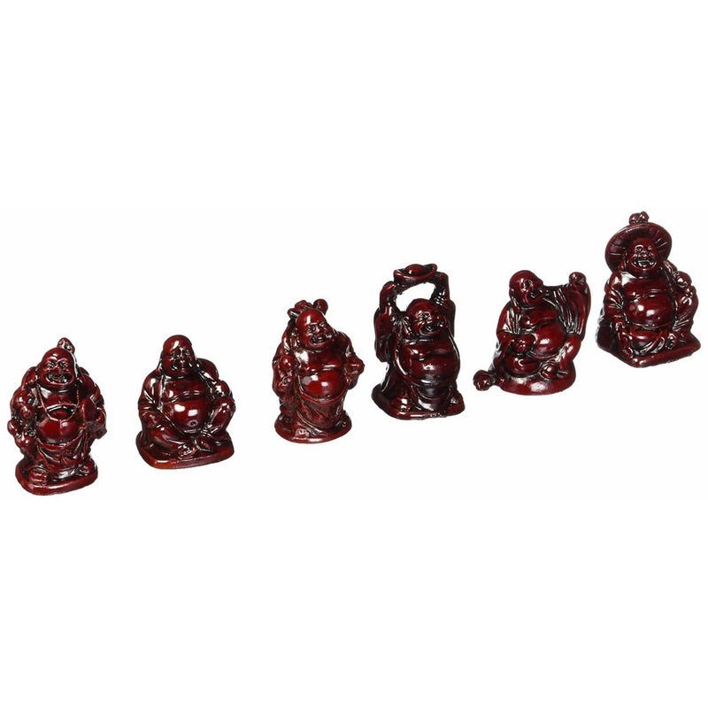 Laughing Buddha Statues, 6 Figurines Set