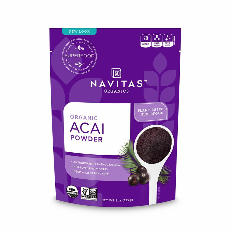 Navitas Organics Acai Powder, 8 oz. Bag — Organic, Non-GMO, Freeze-Dried, Gluten-Free