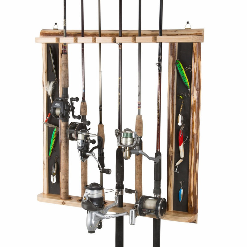Rush Creek Creations Rustic 6 Fishing Rod Wall Storage Rack - 3 Minute Assembly