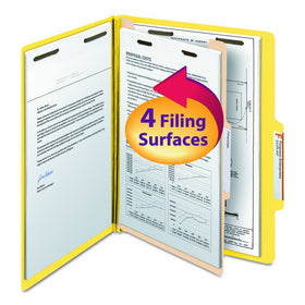 Smead Classification File Folder, 1 Divider, 2" Expansion, Letter Size, Yellow, 10 per Box (13704)