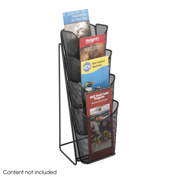 Safco Products 5641BL Onyx Mesh Pamphlet Display Stand, 4 Pocket, Black