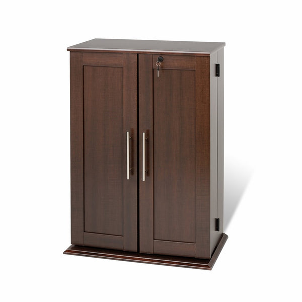 Prepac Espresso Locking Media Storage Cabinet with Shaker Doors