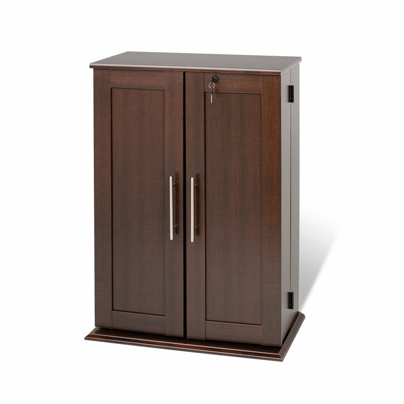 Prepac Espresso Locking Media Storage Cabinet with Shaker Doors