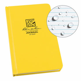 Rite in the Rain Weatherproof Hard Cover Notebook, 4 3/4" x 7 1/2", Yellow Cover, Journal Pattern (No. 390F)