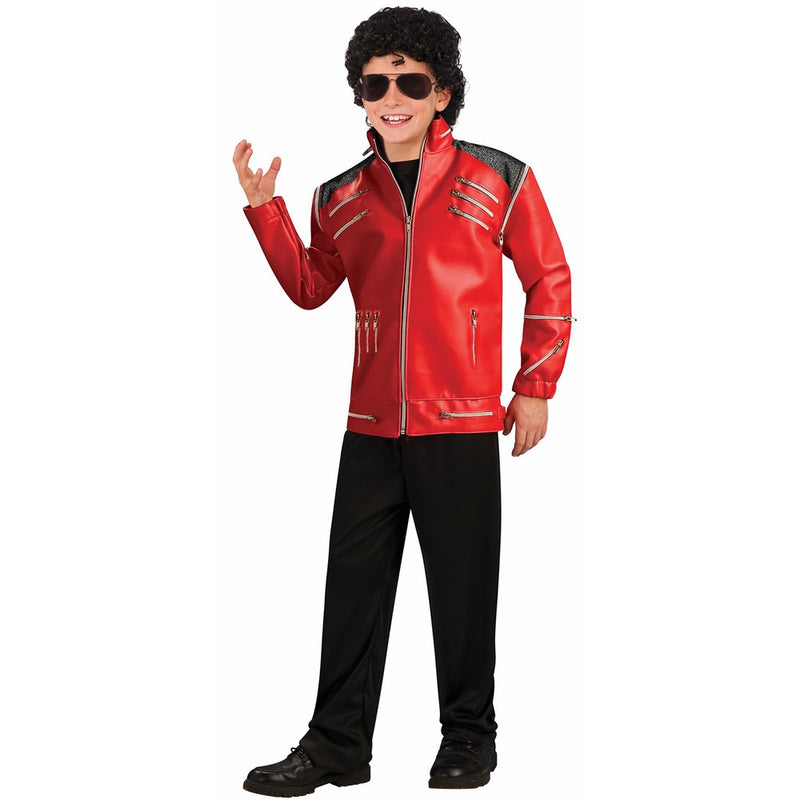 Michael Jackson Child's Deluxe Red Beat It Zipper Jacket Costume Accessory, Large